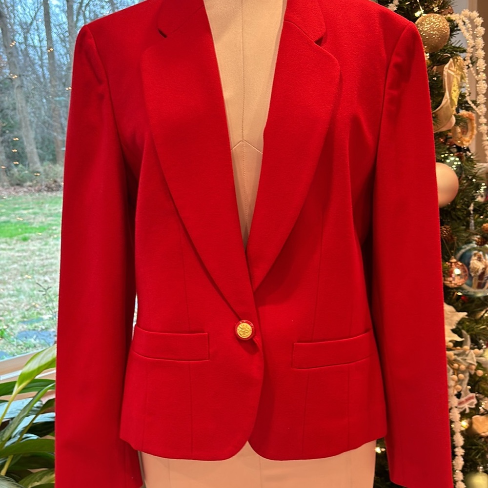 Vintage Pendleton Single Button Red Blazer Virgin Wool Size 10 - Picture 2 of 12